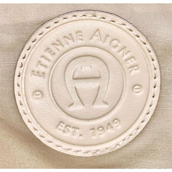 🚨Vintage - Etienne Aigner Tan & Cream Vegan Leather & Jute Shoulder Bag - Picture 12 of 14